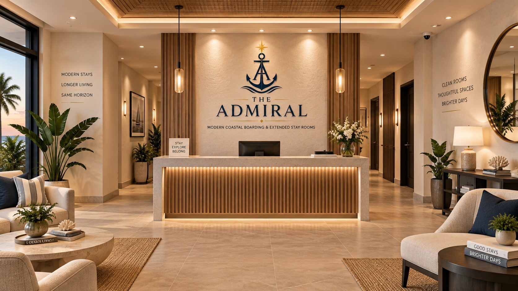 Concept rendering of The Admiral lobby and front desk