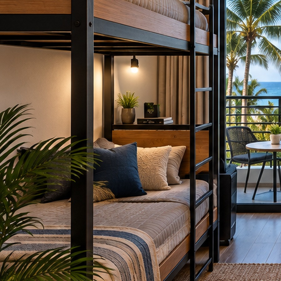 Two bed spaces inside The Admiral studio